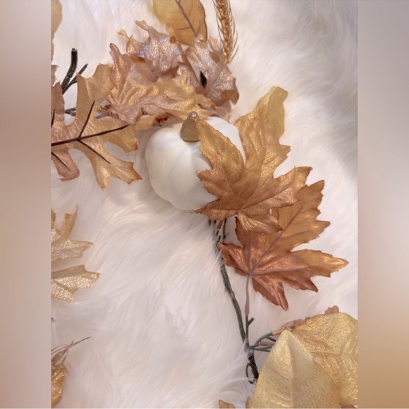 2 Champagne Gold Glitter Pine & Pumpkin Floral Sprays Christmas Tree Decoration - Picture 5 of 8